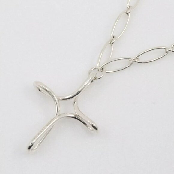 TIFFANY&Co. Large Infinity Cross Necklace Open cross Elsa Peretti Silver92... - Picture 3 of 9